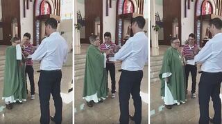Sacerdote comete bochornoso error durante bautizo (VIDEO)