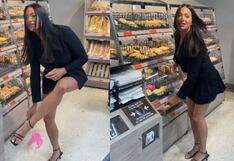 Influencer se saca calzón en supermercado y lo tira entre los panes