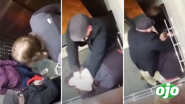 Anciano le da una fuerte paliza a sujeto que le tosió en la cara al interior de un ascensor | VIDEO