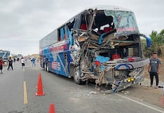 Dos mueren al chocar ómnibus a camión: copiloto queda atrapado y pasajera sale disparada
