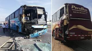 Panamericana Sur: 13 heridos tras choque entre buses de las empresas Soyuz y Flores 