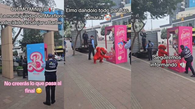 Fizcalizadores de la Municipalidad de Miraflores retiran la caja de ‘Barbie’ con ayuda de ‘Elmo’