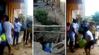 Piura: pobladores arrojan agua de desagüe al alcalde de Querecotillo en protesta por paralización de obras (VIDEO)