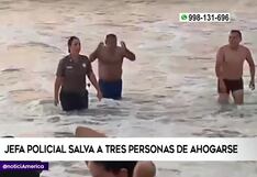 PNP salva a tres bañistas de morir ahogados en Chimbote (VIDEO)