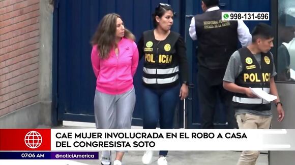 Detienen a mujer involucrada en robo a casa de congresista Soto