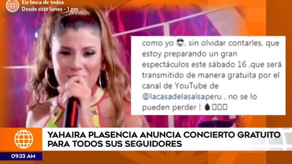 Yahaira Plasencia anuncia concierto gratuito para sus seguidores