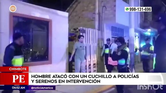 Chimbote: hombre ataca con cuchillo a policías
