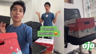 Joven reacciona a canasta navideña de su trabajo y se hace viral en TikTok: “Una miseria”