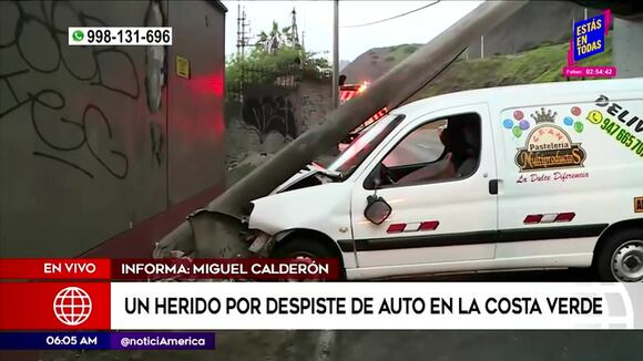 Un herido por despiste de auto en la Costa Verde