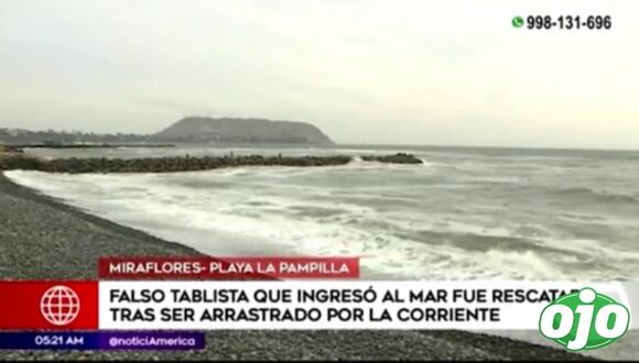Falso tablista ingresó al mar y tuvo que ser rescatado | Diario OJO