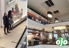 Trabajadores de diferentes tiendas en Mall Plaza Oeste protestan con cacerolas pidiendo reducción de horas de trabajo