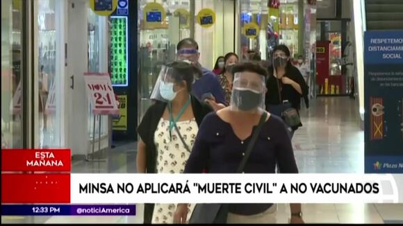 COVID-19: Minsa aclara que no está evaluando "muerte civil" para personas no vacunadas