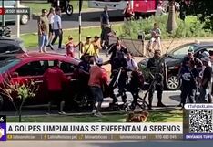 Limpialunas golpean a serenos en batalla campal tras intervención en Jesús María