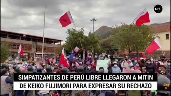 Simpatizantes de Perú Libre llegaron a mitin de Keiko Fujimori para expresar su rechazo