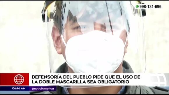 Defensoría del Pueblo pide que el uso de la doble mascarilla sea obligatorio