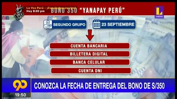 Fecha de entrega del bono de S/.350