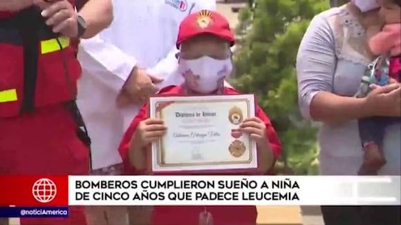 Menor de 5 años que padece de leucemia cumple su sueño gracias a los bomberos
