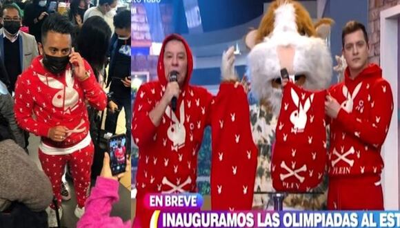 Ricardo Rondón y Gino Pesaressi imitan el look del buzo rojo de Christian Cueva