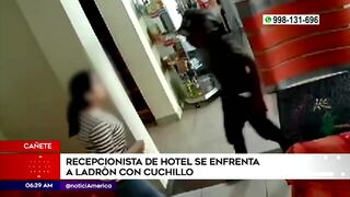Recepcionista de hotel enfrentó a delincuente que intentó atacarla con un cuchillo en Cañete (VIDEO)