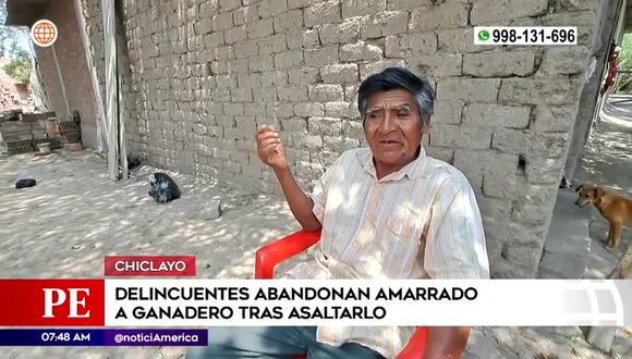 Chiclayo: delincuentes abandonan amarrado a ganadero