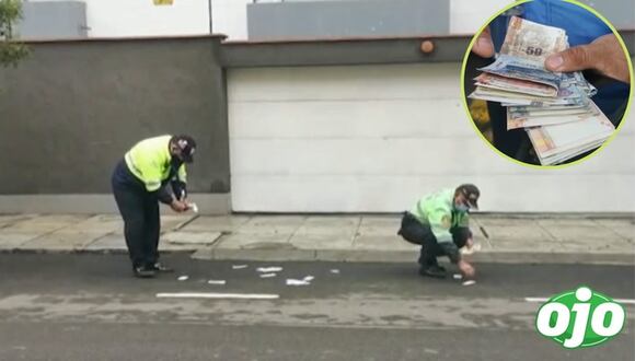 Hallan dinero regado en la calle