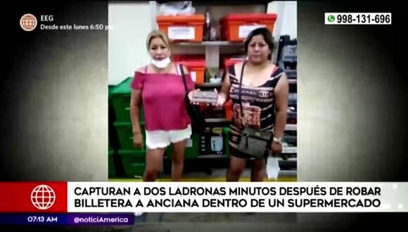 Dos ladronas fueron capturadas minutos después de robar billetera a anciana en supermercado
