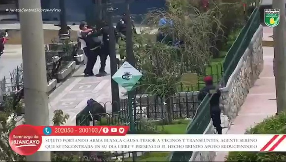 Junín: Reducen a sujeto que portaba un cuchillo y causaba temor a transeúntes | VIDEO