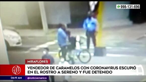 Miraflores: vendedor ambulante con coronavirus escupió en el rosto a sereno y fue detenido