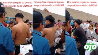 Señora sorprende al regalarle su polo a postulante para que rinda examen de admisión San Marcos
