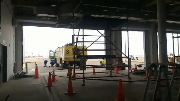 Bomberos minutos antes del accidente