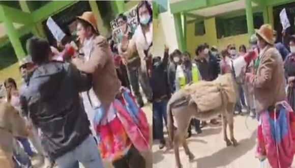 Pobladores de Huaribamba visten de mujer a alcalde por no hacer obras