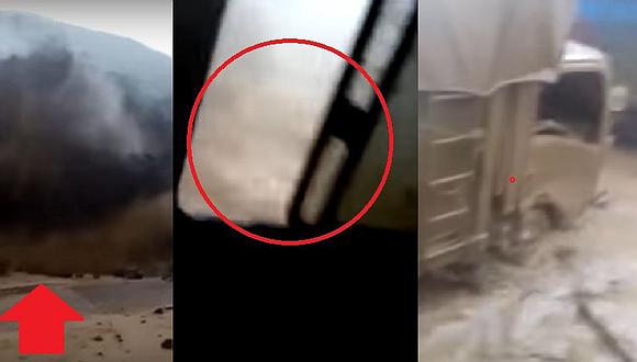 Otuzco: hombre graba desde su auto preciso momento en que feroz huaico los arrastra (VIDEO)