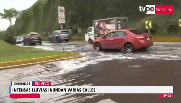 Intensas lluvias inundaros calles y vías de Chorrillos. Foto: TV Perú Noticias