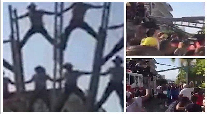 Bomberos sufren accidente al tratar de realizar una pirámide humana (VIDEO)