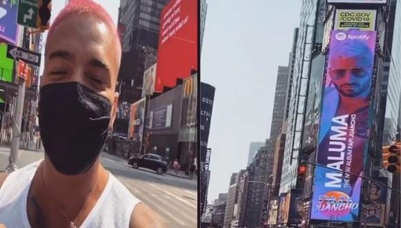 Maluma y su eufórica reacción al ver un banner de su nuevo disco “Papi Juancho” en las calles de New York. (Foto: @maluma)