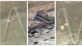 Accidente en Pasamayo: bombero cae al mar durante rescate de fallecidos (VIDEO)