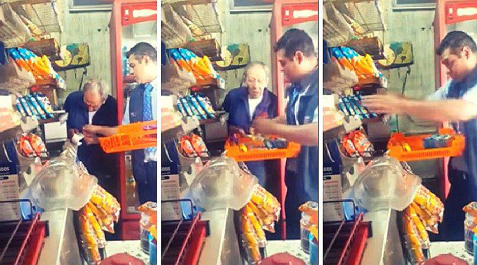 Repartidor de golosinas roba a anciano vendedor: "Por ser cliente distinguido" (VIDEO)