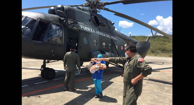 Amazonas. Gemelas recién nacidas fueron traídas en un vuelo de la Fuerza Aérea del Perú. (SAMU)
