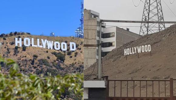 Hacen réplica del letrero de Hollywood. Foto: composición