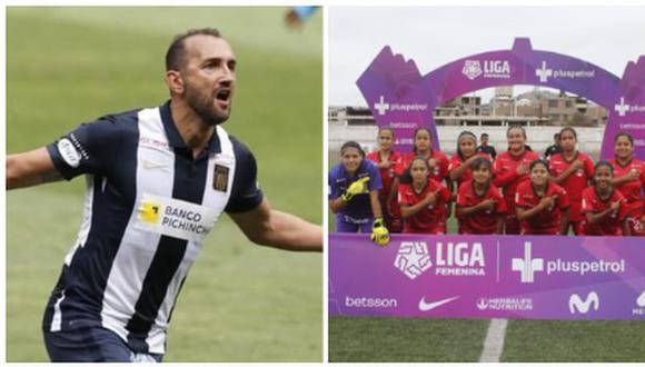 Hernán Barcos tuvo bonito gesto con jugadoras de Atlético Trujillo. (Foto: Alianza Lima / Liga Femenina)
