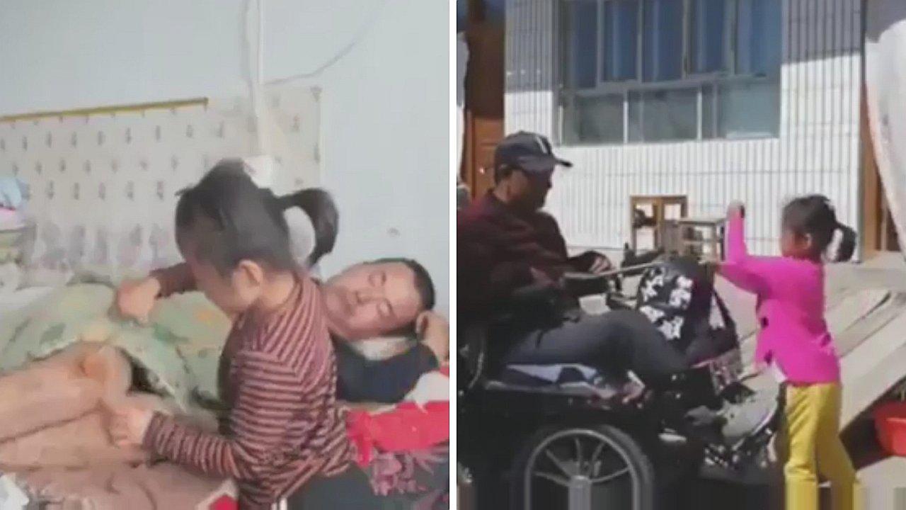 La emotiva historia detrás de la niña de 6 años que cuida a su padre con parálisis 
