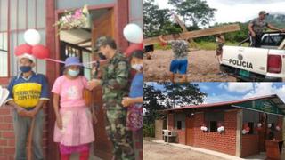 Abuelitos pierden todo por fuertes lluvias y policías les construyen nueva casita