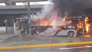 Independencia: bus de transporte público terminó envuelto en llamas en la Panamericana Norte | VIDEO