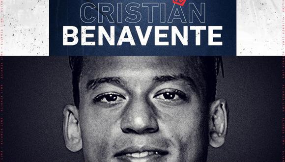 El club blanquiazul oficializó la contratación de Cristian Benavente para la presente temporada. Foto: Alianza Lima.