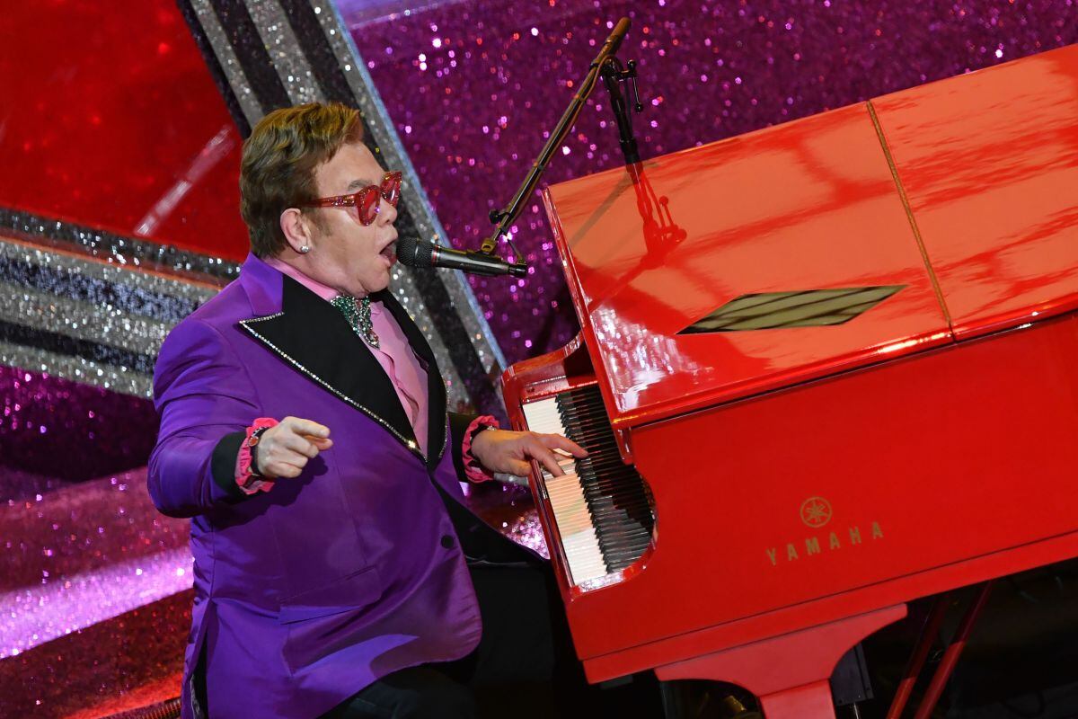 British singer-songwriter Elton John performs onstage during the 92nd Oscars at the Dolby Theatre in Hollywood, California on February 9, 2020. (Photo by Mark RALSTON / AFP)