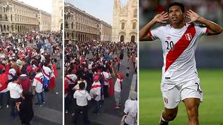 Perú vs. Argentina: peruanos abarrotan plaza de Italia y hacen 'banderazo' a poco de partido (VIDEO)