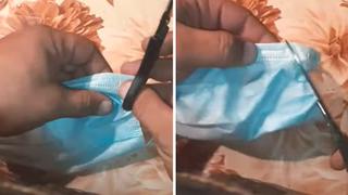 Coronavirus: Se viraliza video que muestra “lo que se esconde” al interior de una mascarilla | VIDEO