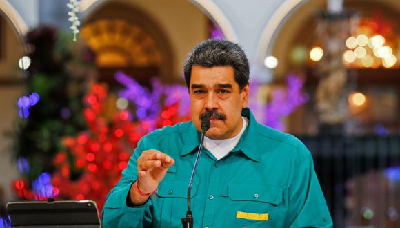 El presidente de Venezuela, Nicolás Maduro habla en el Palacio Presidencial de Miraflores en Caracas. (AFP).