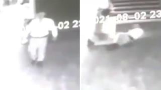 Cámara de seguridad capta cómo un vigilante es atacado por un ‘fantasma’ durante la noche