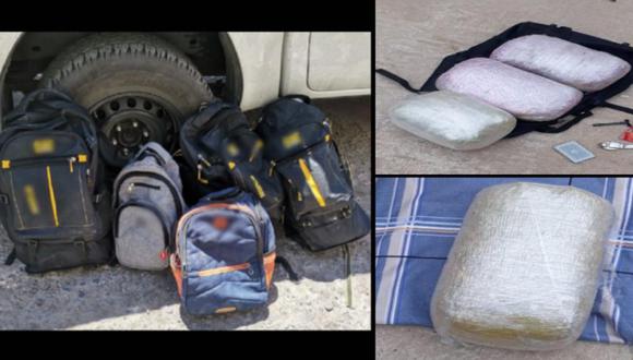 Tacna: Taxi transportaba mochilas cargadas con casi 25 kilos de marihuana y cocaína (Foto: PNP)